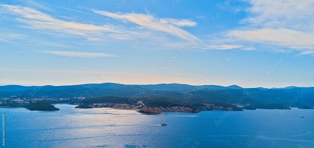 Aerial view of Korcula Island, Croatia.