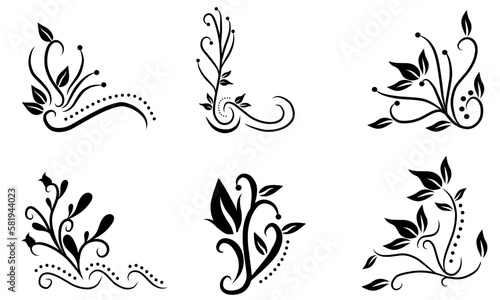 set of floral vector elements
