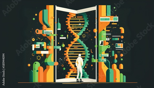 Genetic scientist working on a DNA strain in the laboratory. Generative AI.