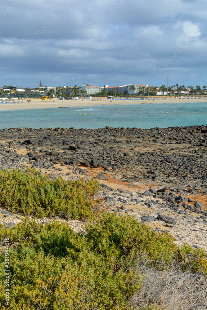 Winter vacation in Caleta de Fuste touristic village on Fuerteventura, Canary islands, Spain