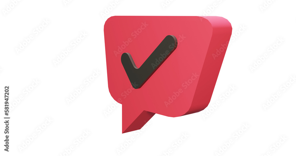 Png 3d render bubble chat with red color and ceklist mark Png 3d render bubble chat with red color and ceklist mark