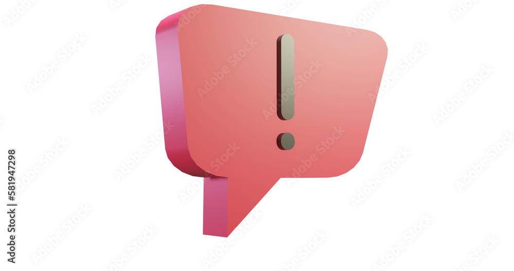 Png 3d render bubble chat with red color and danger sign Png 3d render bubble chat with red color and danger sign