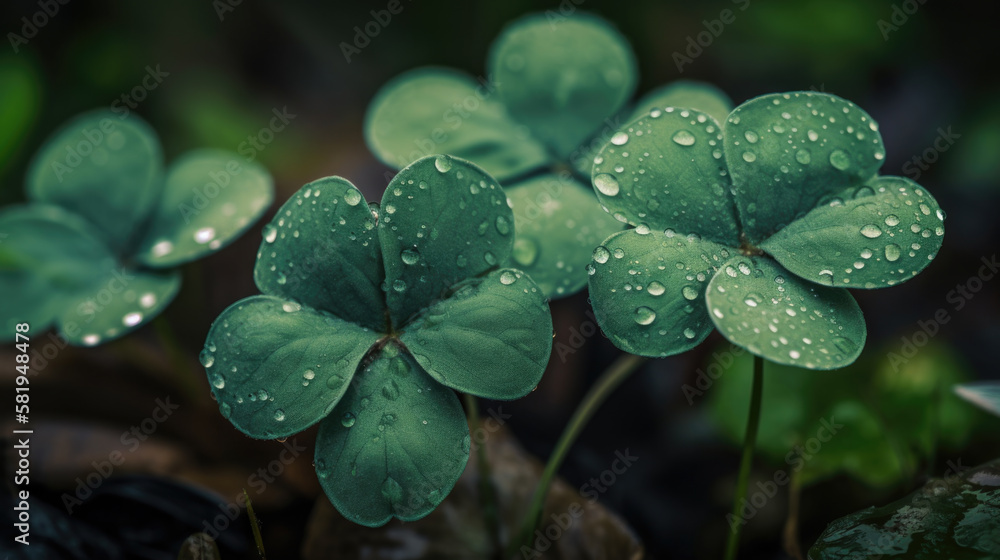 Shamrocks Close up created with Generative AI Technology, ai, generative Shamrocks Close up created with Generative AI Technology, ai, generative