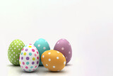 five colorful easter eggs