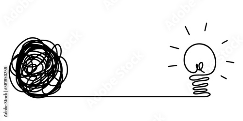 Doodle sketch style of confusion clarity or path vector idea concept. Simplifying the complex drawn illustration for concept design.