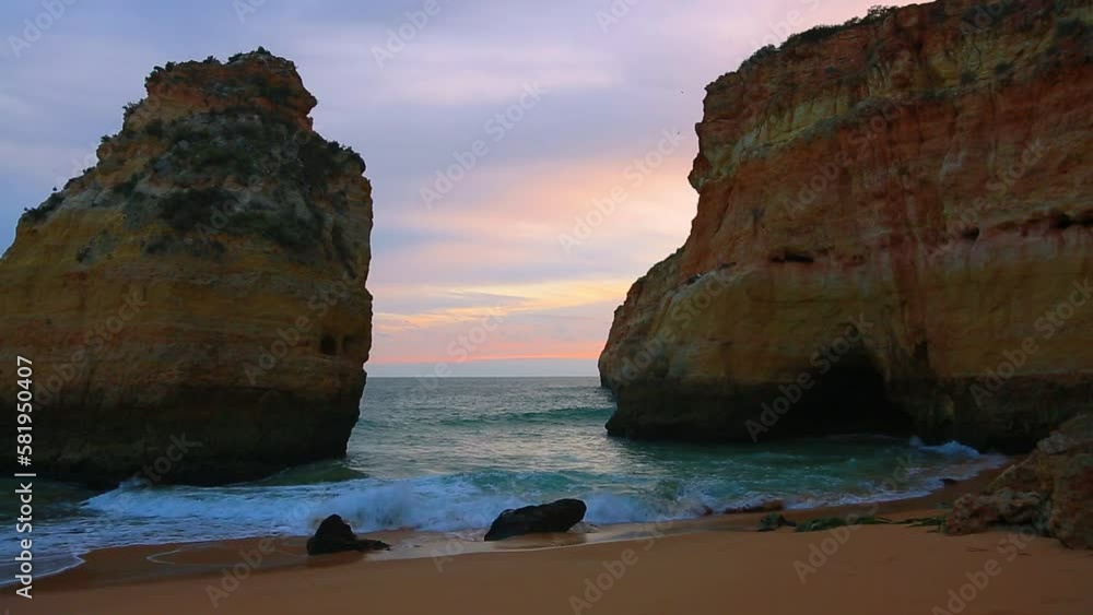 Sunset landscape with views of the cliffs and the coast Sunset landscape with views of the cliffs and the coast