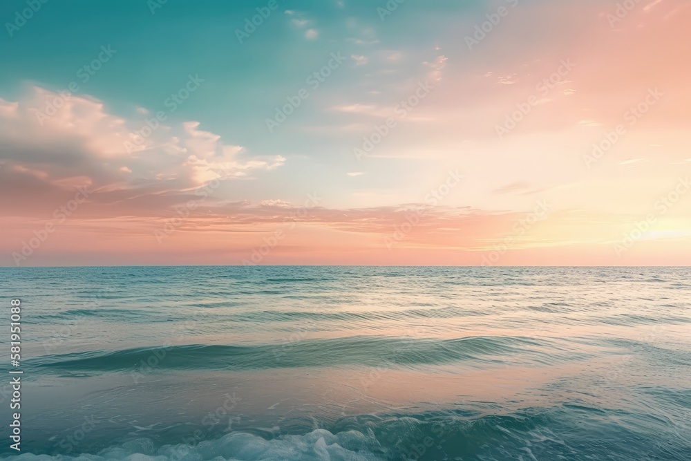 Vertical ratio size of sunset background. sky with soft and blur pastel colored clouds. gradient cloud on the beach resort. nature. sunrise. peaceful morning. Instagram toned style. Generative AI