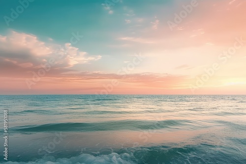 Vertical ratio size of sunset background. sky with soft and blur pastel colored clouds. gradient cloud on the beach resort. nature. sunrise. peaceful morning. Instagram toned style. Generative AI © AkuAku