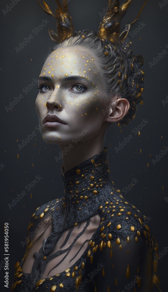 portrait of a beautiful woman, a giraffe girl with an interesting hairstyle. fantastic image of a fairy tale heroine. Created using generative artificial intelligence . portrait of a beautiful woman, a giraffe girl with an interesting hairstyle. fantastic image of a fairy tale heroine. Created using generative artificial intelligence .