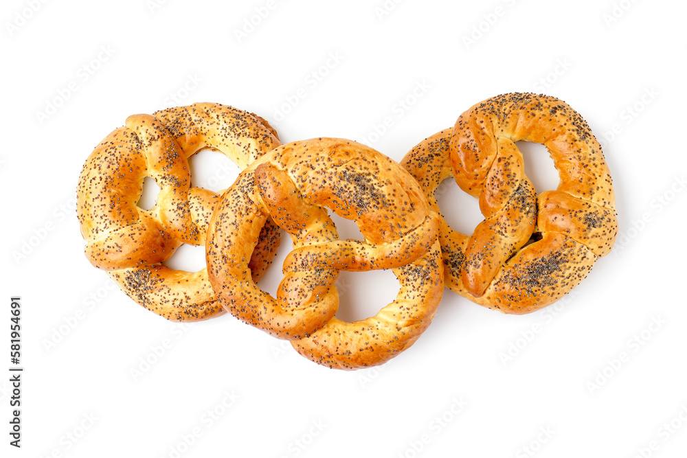 Tasty pretzels isolated on white background Tasty pretzels isolated on white background