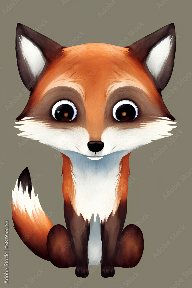 Fox sketch. Watercolor illustration. Postcard. generative AI Fox sketch. Watercolor illustration. Postcard. generative AI