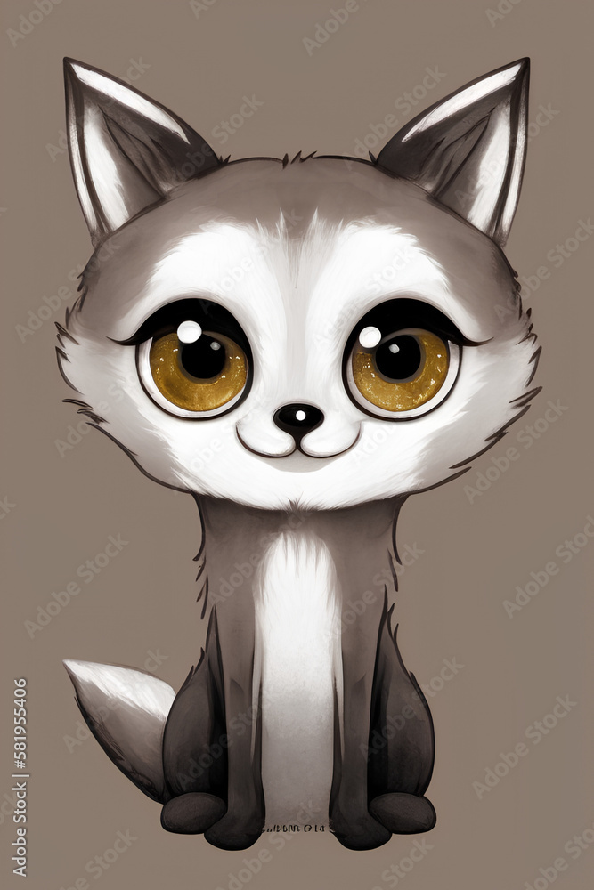 Obraz premium Portrait of a red fox. Postcard. generative AI