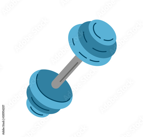 Blue dummbell concept. Sports equipment for girls, strengthening muscles. Fitness, workout and training. Inventory for gym and home exercises. Cartoon flat vector illustration
