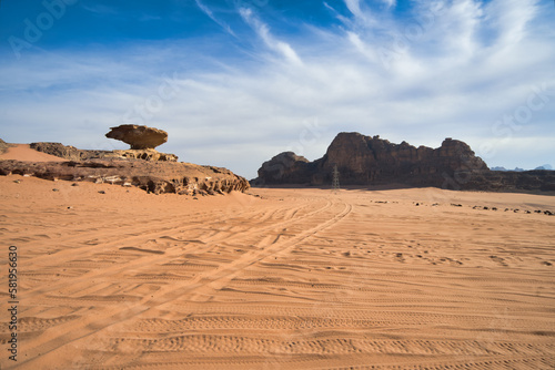 Mushroom rock formation, Wadi Rum, Jordan Desert