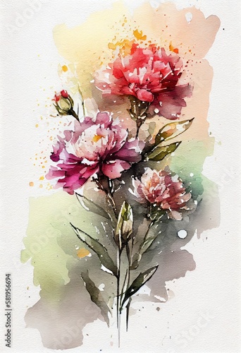 Watercolor floral. Bouquet of flowers watercolors. bouquet of flowers painted with acrylic paint. Poster with flowers. Postcard and cover card made of multicolored watercolor paints. ai generative
