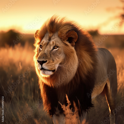 African male lion in nature