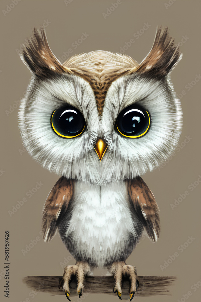 Naklejka premium eagle owl portrait. Postcard. generative AI