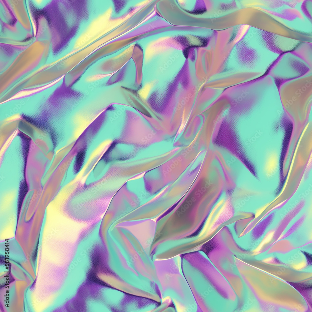Seamless holographic iridescent satin foil pattern background. Seamless holographic iridescent satin foil pattern background.
