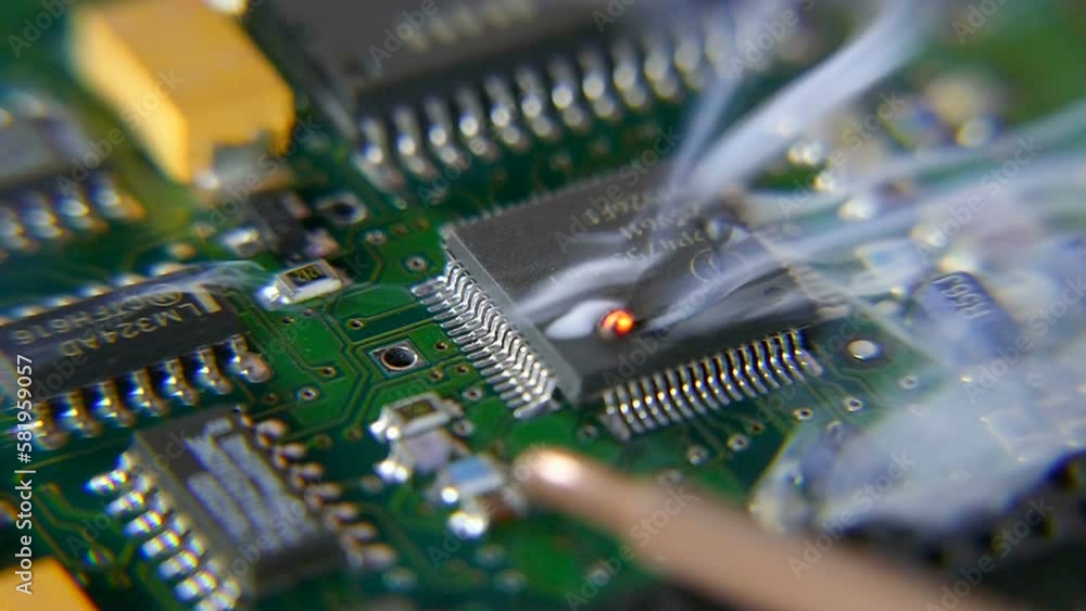 CPU overheating crash test. Computer processor burning 4K footage in