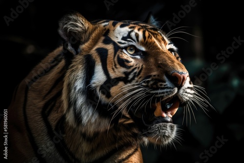 Roaring Sumatran Tiger. Generative AI © AkuAku