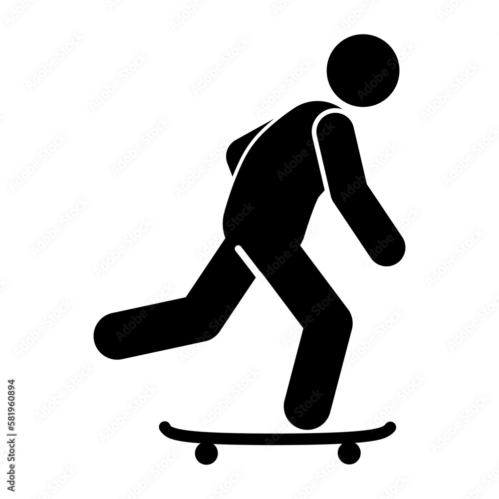 silhouette of a man playing a skateboard. learn skateboard vector illustration icon. skateboarder.skateboarding