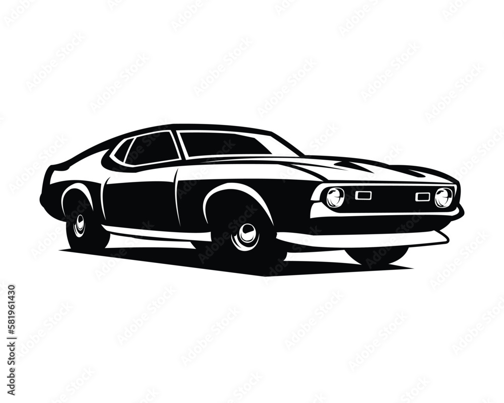 Premium ford mustang mach 1 car vector side illustration isolated. Best for automotive related industries