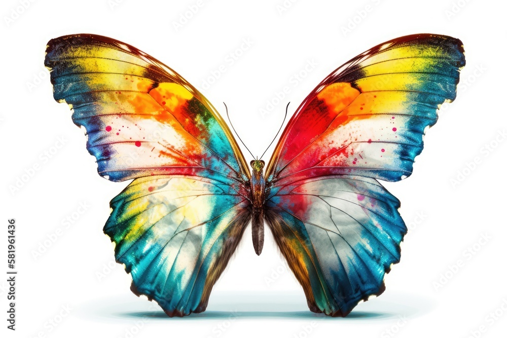 Obraz premium multicolored butterfly for design. isolated on white background. Generative AI