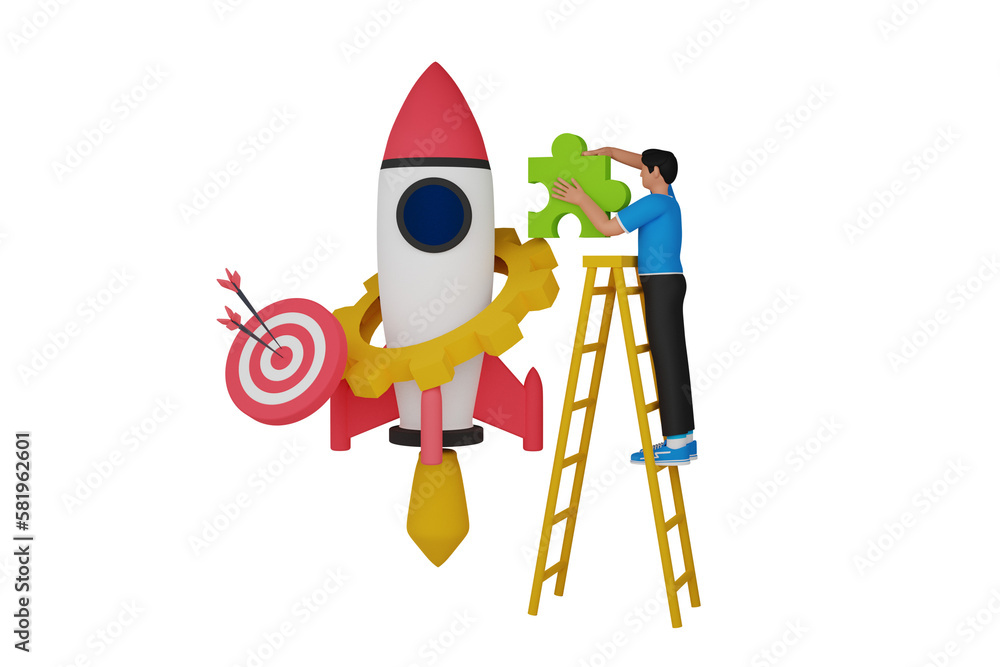 3d Startup. icon isolated on white background. 3d rendering illustration 3d Startup. icon isolated on white background. 3d rendering illustration