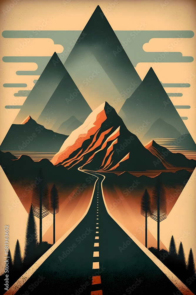 road in the mountains illustrations