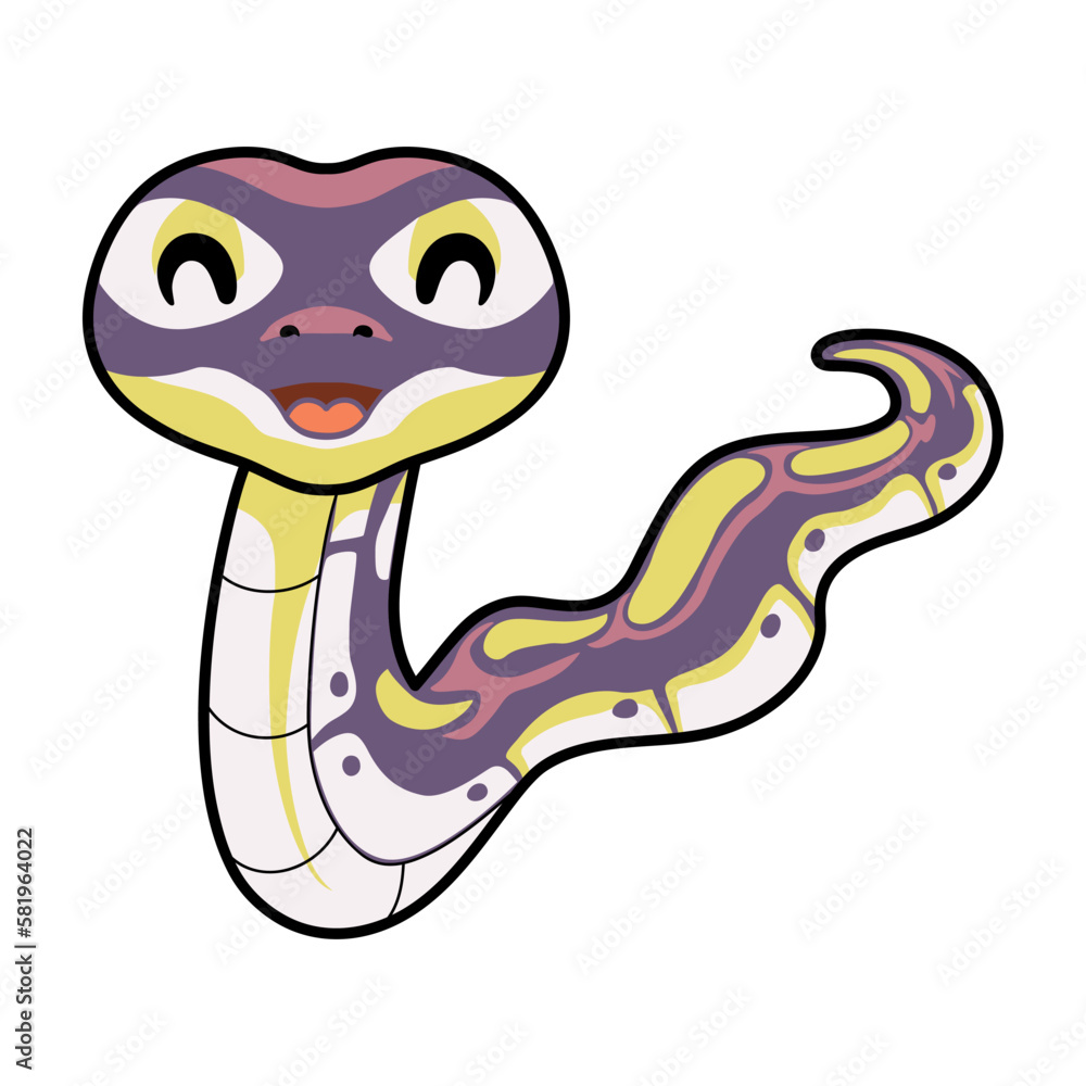 Fototapeta premium Cute banana pastel ball python cartoon