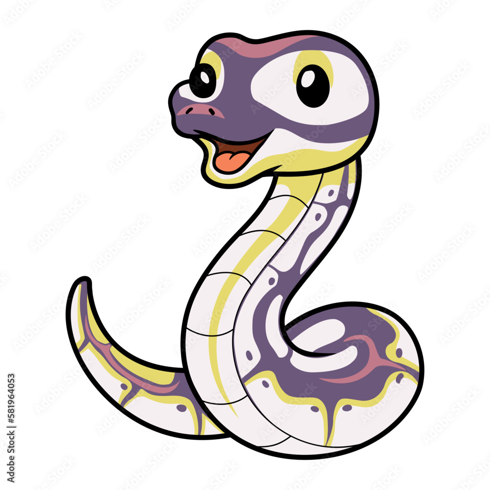 Fototapeta premium Cute banana pastel ball python cartoon