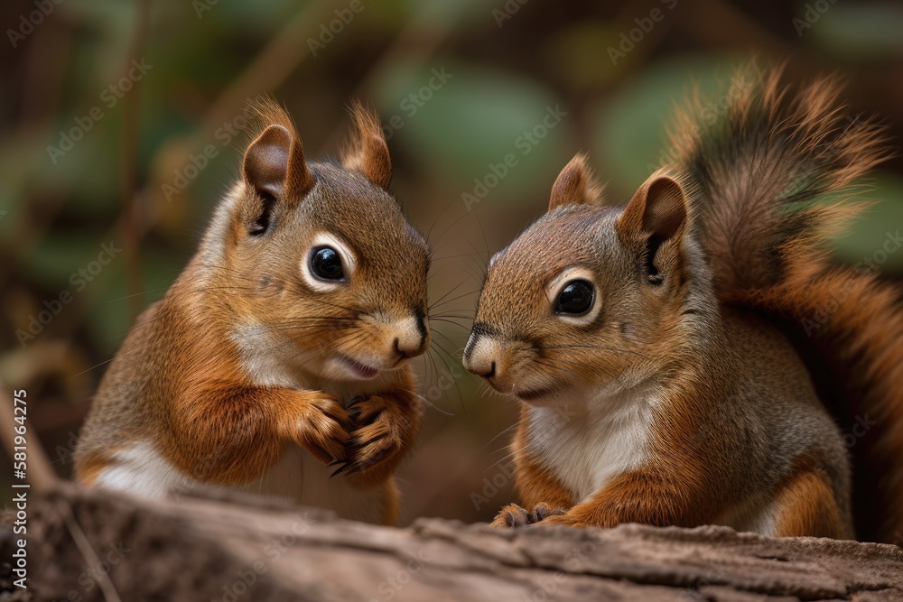 two adorable squirrel couples. Generative AI two adorable squirrel couples. Generative AI