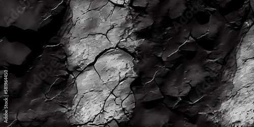 Deposits of coal rocks. Black stone background. Dark gray rock texture. abstract grunge background. black tarry ground embossed texture. Surface Ground with patterns. ai generative