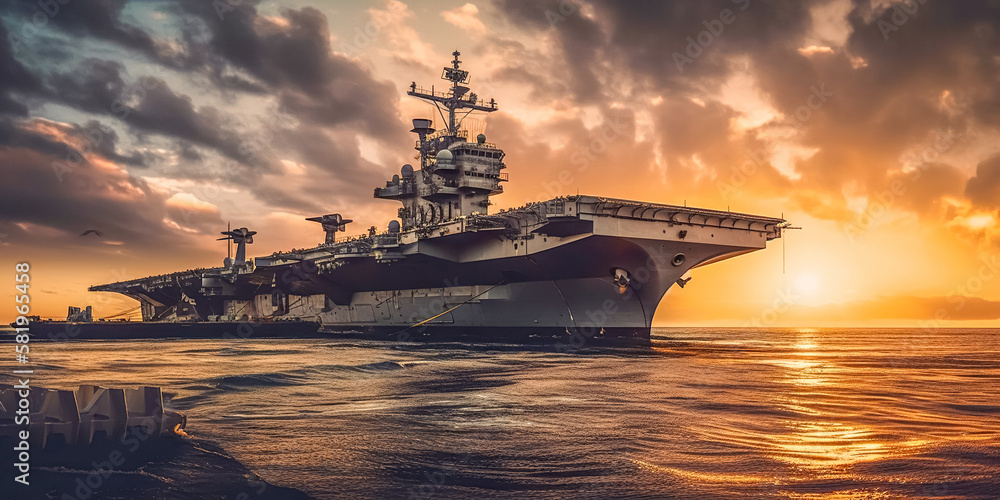 Aircraft carrier crossing the ocean. digital ai art Aircraft carrier crossing the ocean. digital ai art