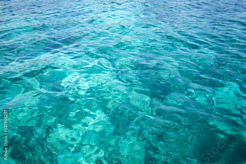 Fototapeta Naklejka Na Ścianę i Meble -  Turquoise crystal clear transparent ocean surface textures