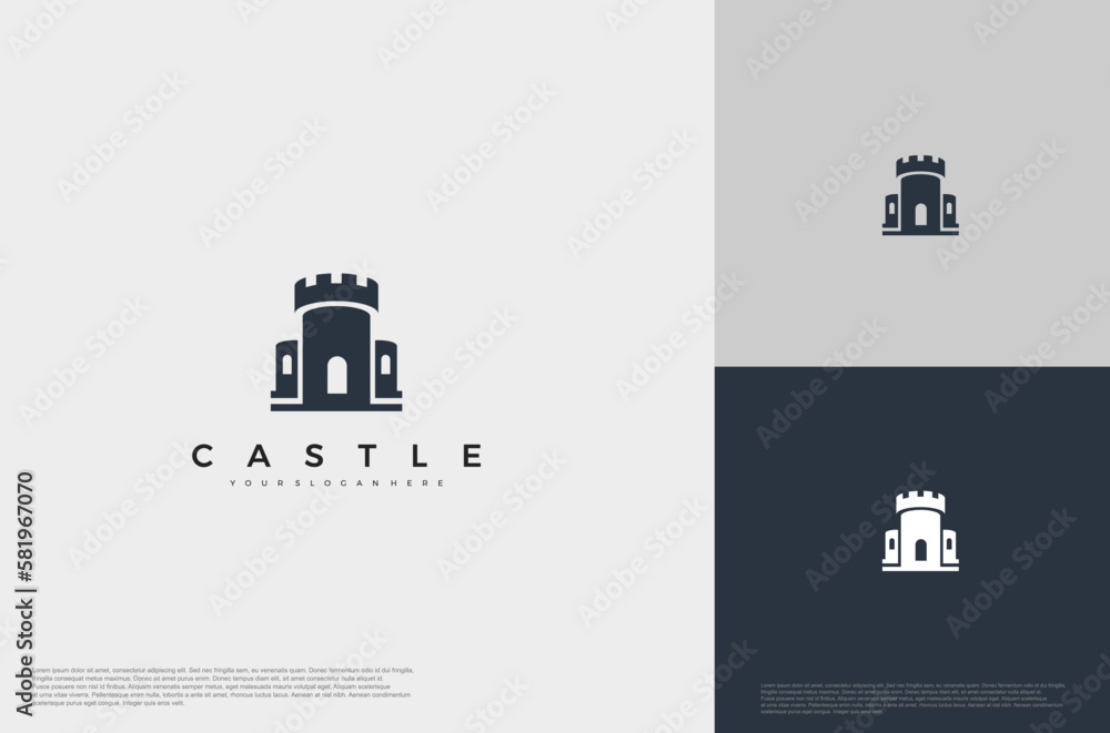 simple medieval castle Logo illustration vector design template