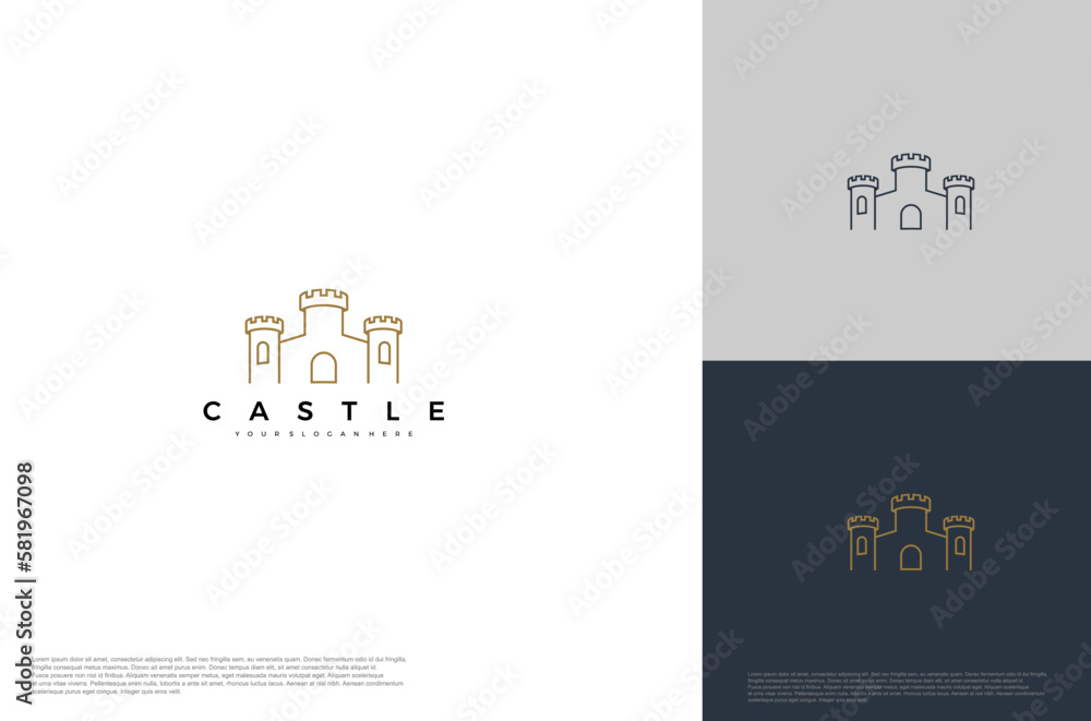 simple medieval castle line art Logo illustration vector design template simple medieval castle line art Logo illustration vector design template