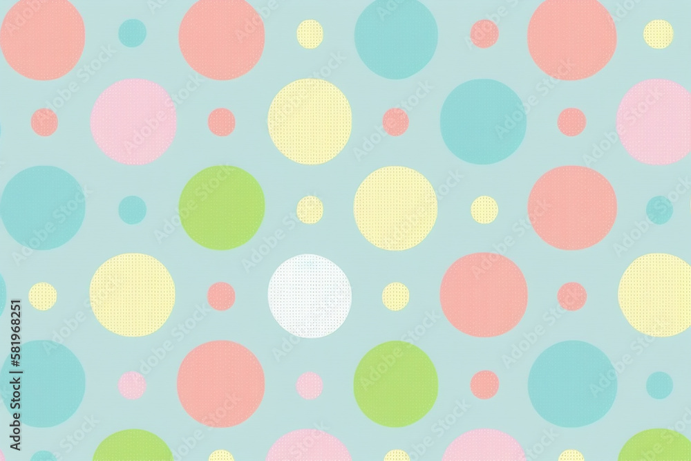 Polka dot pastel colors on blue background. Generative AI