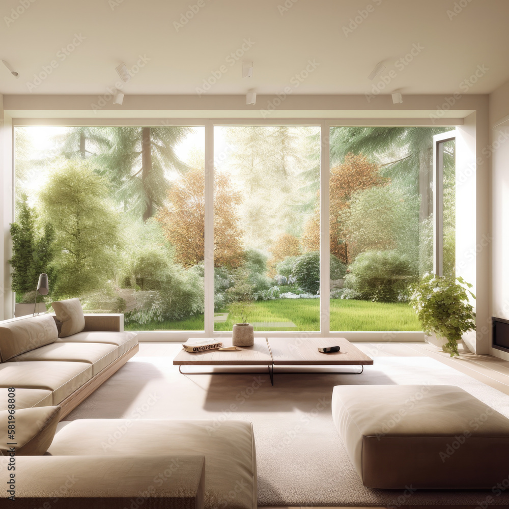 Spring living room created with generative AI