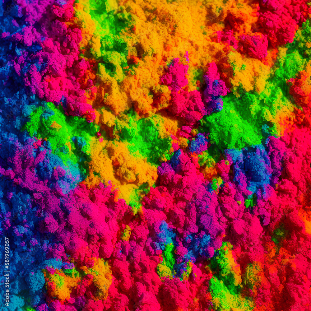 Multicolored explosion of rainbow holi powder paint 