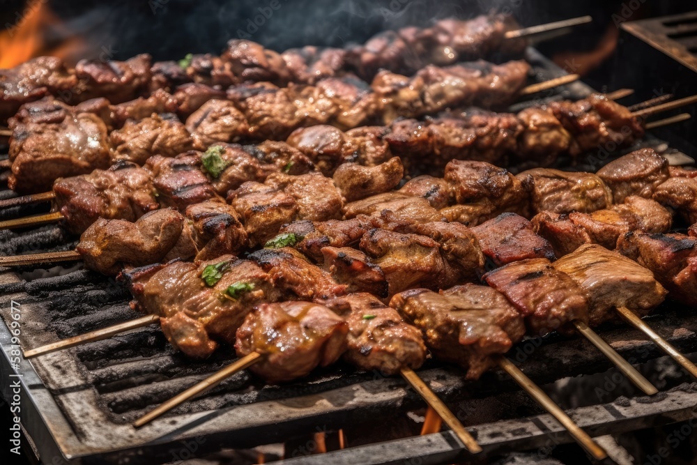 grilled Arabic cuisine dishes kebab. Generative AI