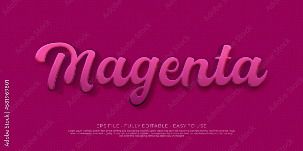 Creative 3d text magenta editable style effect template