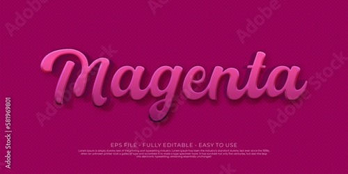 Creative 3d text magenta editable style effect template