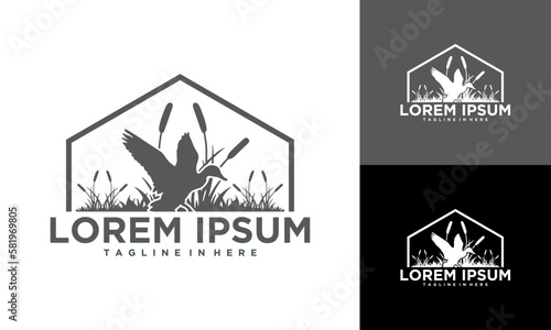 duck hunter logo set icon
