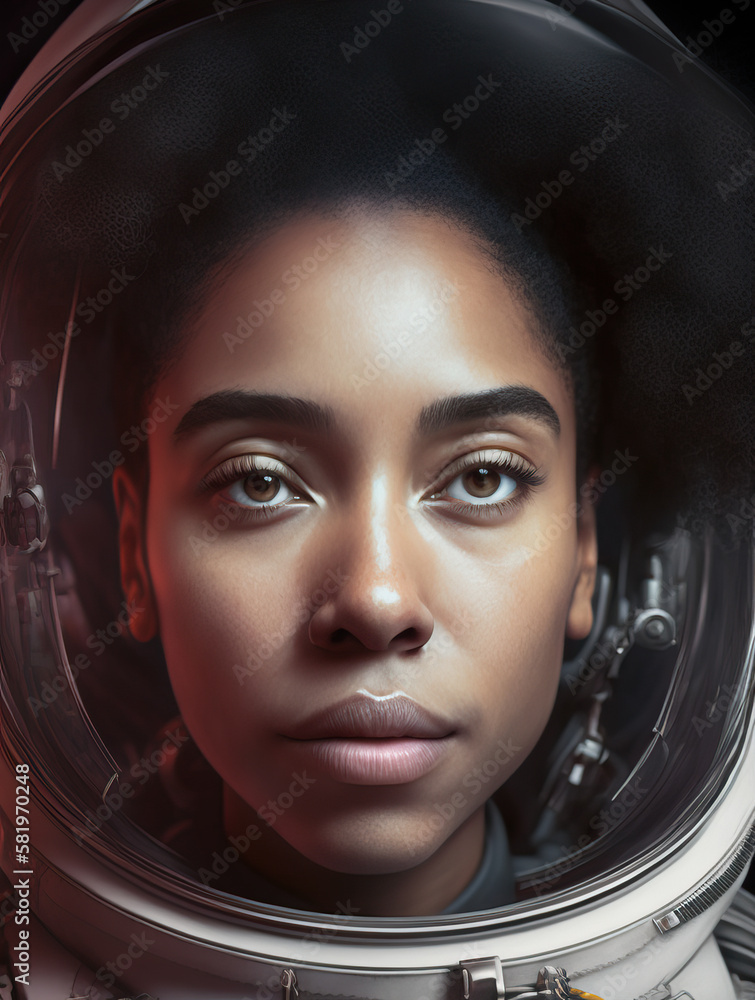 Portrait of female astronaut, generative ai Portrait of female astronaut, generative ai
