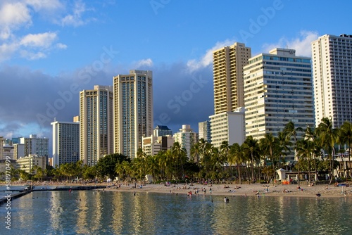 High-rise hotels rise above Honolulu s famous Waikiki neighborhood