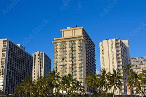 High-rise hotels rise above Honolulu's famous Waikiki neighborhood © Andrew
