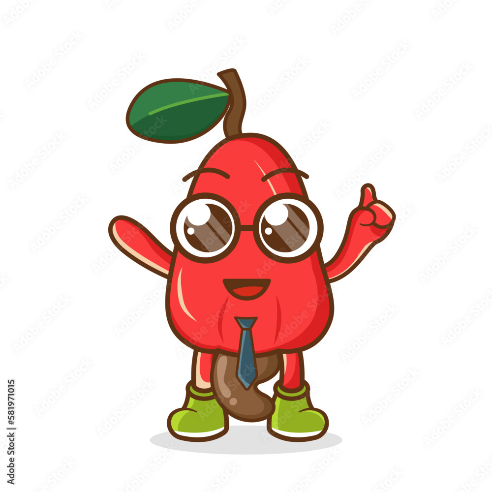 Cartoon mascot of cashew apple as a businessman Cartoon mascot of cashew apple as a businessman