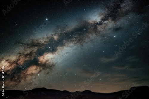View of the Milky Way galaxy in the universe with stars and astronomical dust. Generative AI