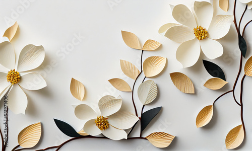 American dogwood flower made of paper craft, Generative AI photo